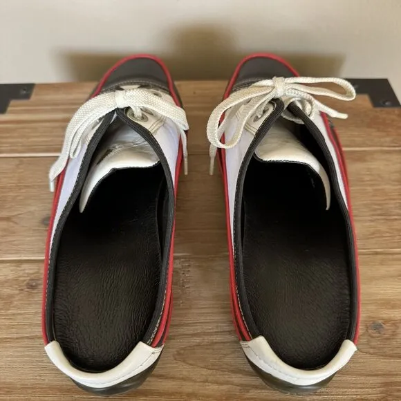 90s Vintage Donald J. Pliner Black White Leather Rubber Sole Mule Shoe Size 8.5