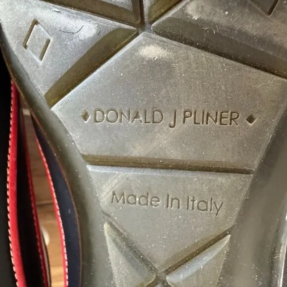 90s Vintage Donald J. Pliner Black White Leather Rubber Sole Mule Shoe Size 8.5