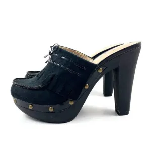 90's vintage L.E.I platform Mary Jane black tassel clogs
