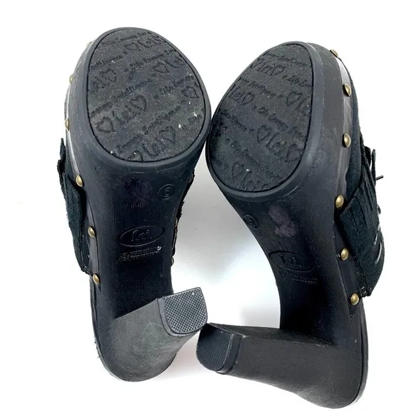 90's vintage L.E.I platform Mary Jane black tassel clogs