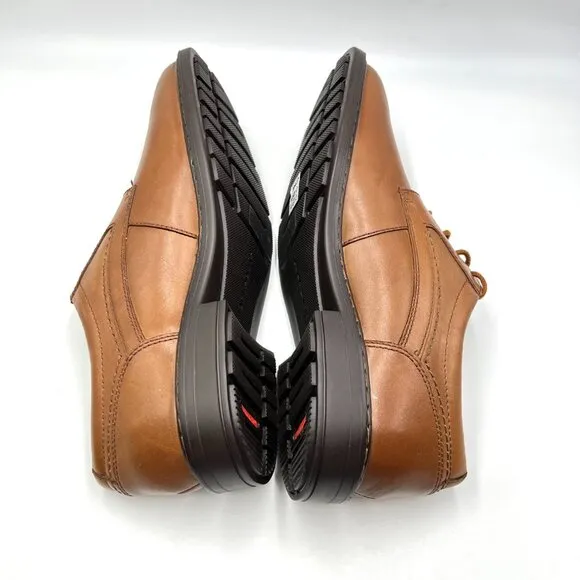 9W 9 WIDE WIDTH Rockport Mens Tanner Plain Toe Brown Leather Oxfords Dress Shoes