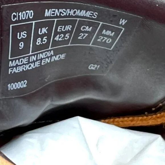 9W 9 WIDE WIDTH Rockport Mens Tanner Plain Toe Brown Leather Oxfords Dress Shoes