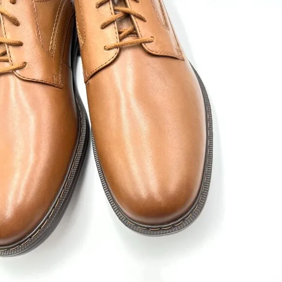 9W 9 WIDE WIDTH Rockport Mens Tanner Plain Toe Brown Leather Oxfords Dress Shoes