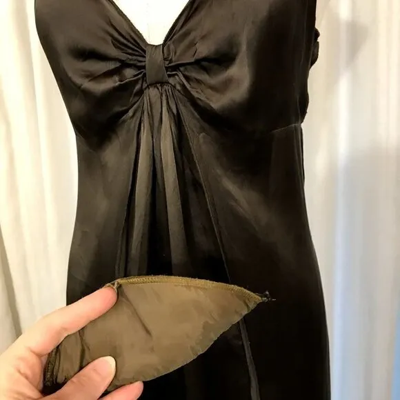 A Pea in the Pod Maternity Silk Babydoll Slip Dress Brown Small