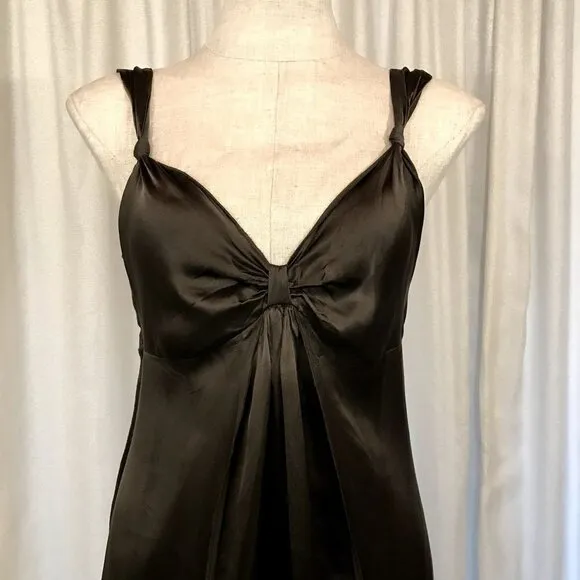 A Pea in the Pod Maternity Silk Babydoll Slip Dress Brown Small