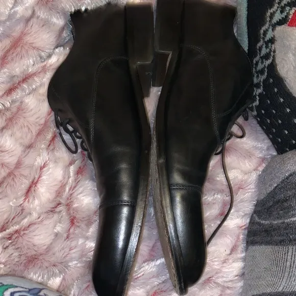 A. TESTONI MEN’S BLACK LEATHER DERBY CAP TOE OXFORDS SIZE 12 MADE IN ITALY