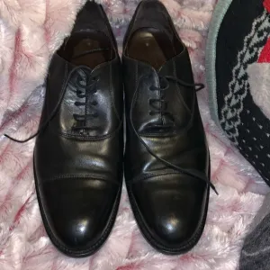 A. TESTONI MEN’S BLACK LEATHER DERBY CAP TOE OXFORDS SIZE 12 MADE IN ITALY