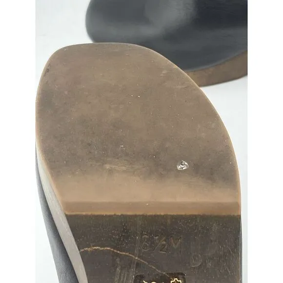 ABLE Alyssa Clog Women Size 6.5 M Black Napa Leather 2&quot; Wood Heel‎ MadeIn Brazil