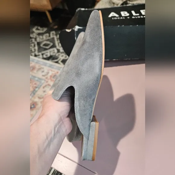 ABLE Lizbeth Evening Slide In Charcoal Suede. Size 6.5 NIB