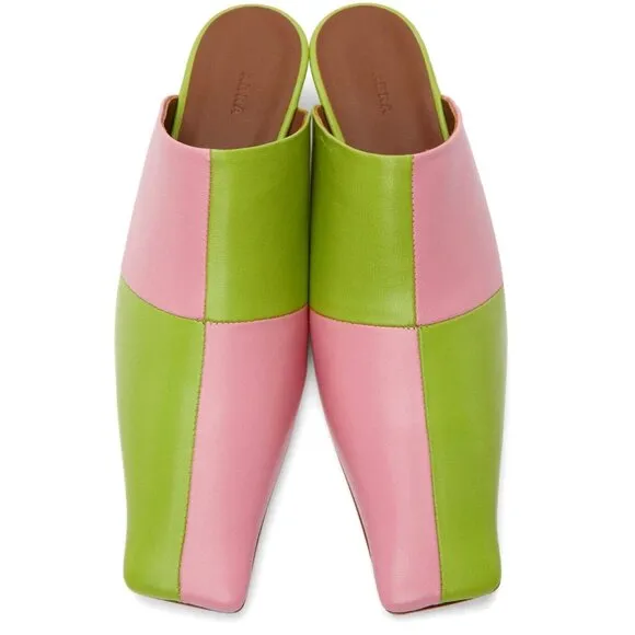 Abra Lord Mules 38 8 Womens Pink Green Kitten Heel $360