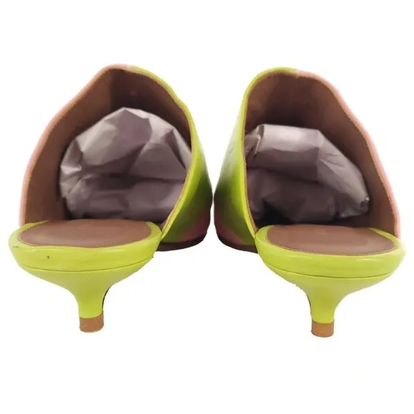 Abra Lord Mules 38 8 Womens Pink Green Kitten Heel $360