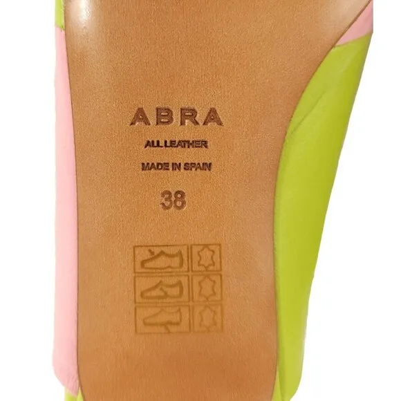 Abra Lord Mules 38 8 Womens Pink Green Kitten Heel $360