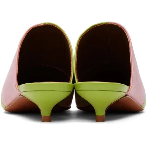 Abra Lord Mules 38 8 Womens Pink Green Kitten Heel $360