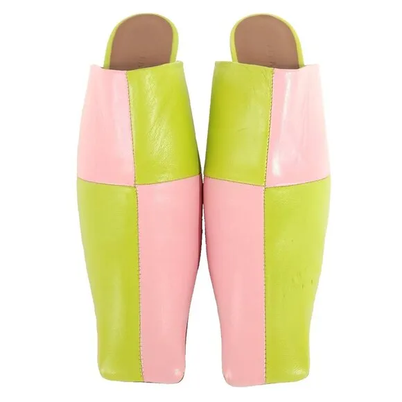 Abra Lord Mules 38 8 Womens Pink Green Kitten Heel $360