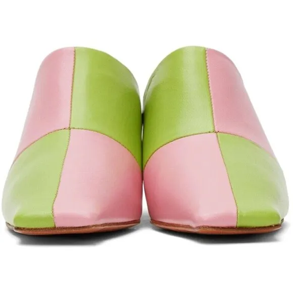 Abra Lord Mules 38 8 Womens Pink Green Kitten Heel $360