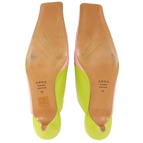 Abra Lord Mules 38 8 Womens Pink Green Kitten Heel $360