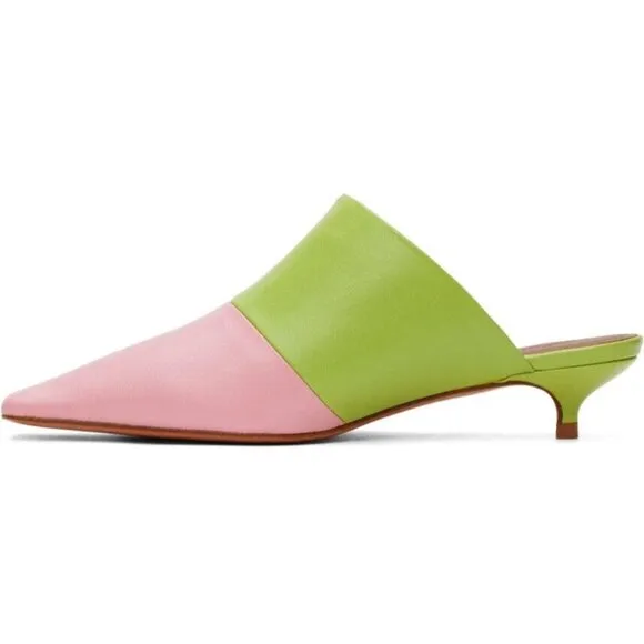 Abra Lord Mules 38 8 Womens Pink Green Kitten Heel $360