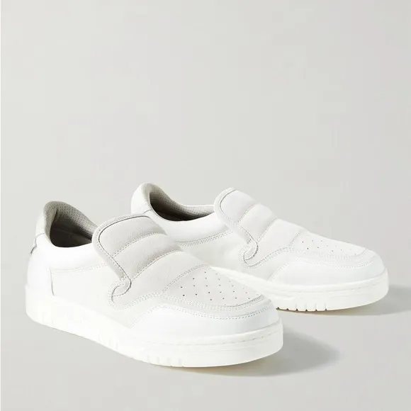 Acne Studios Buller perforated suedeand leather slip-on sneakers White