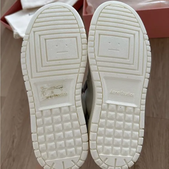Acne Studios Buller perforated suedeand leather slip-on sneakers White