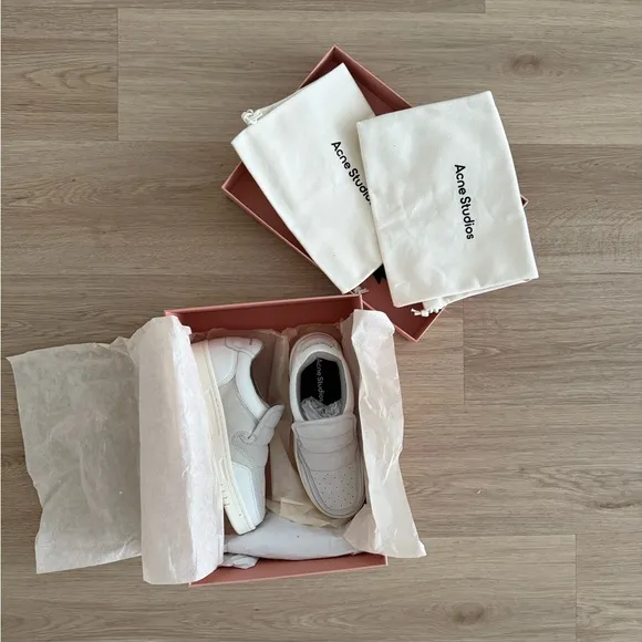 Acne Studios Buller perforated suedeand leather slip-on sneakers White