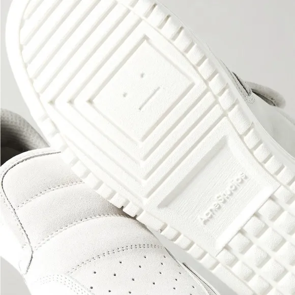 Acne Studios Buller perforated suedeand leather slip-on sneakers White