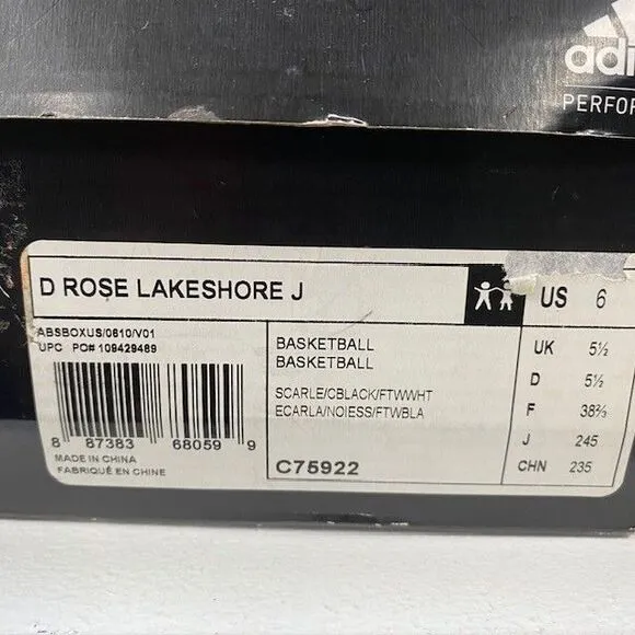 Adidas D Rose Lakeshore J Basketball Sneakers Red Black Suede Size‎ 6