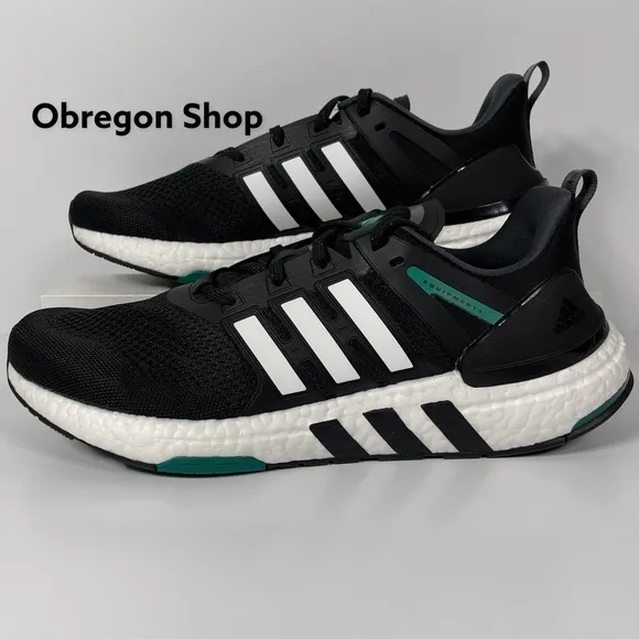 ADIDAS EQUIPMENT PLUS BLACK WHITE GREEN MENS RUNNING SHOES SIZE 10 BOOST NEW