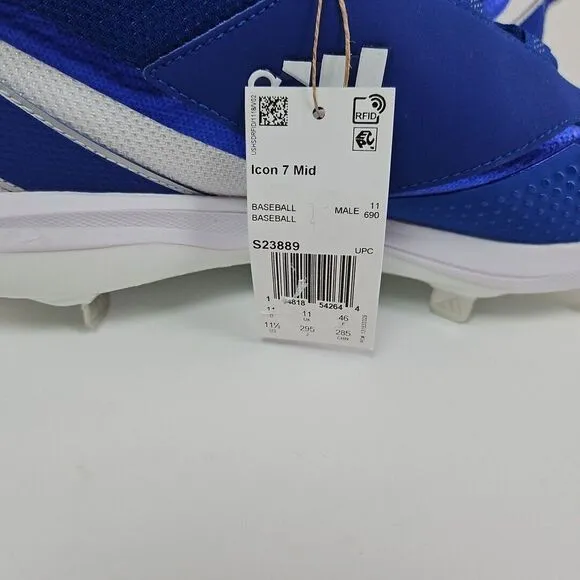 Adidas‎ Icon 7 Mid Metal Baseball Cleats S23889 Men's Size 11.5 Blue/White