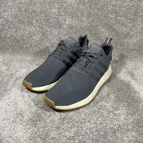 Adidas NMD_R2 CQ2400 Athletic Running Shoes Sneakers Black Gum Men's Size 14