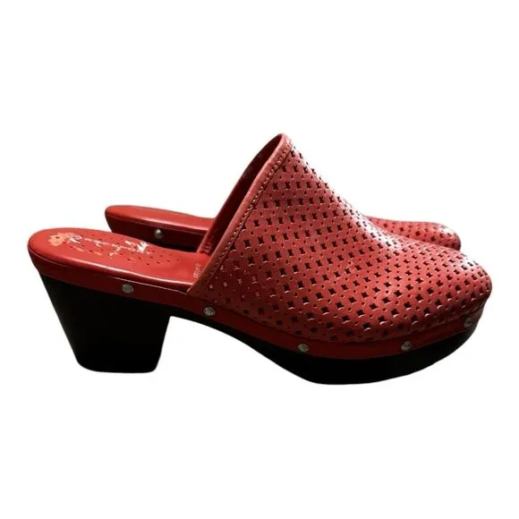 Adidas Rockport Coral Pink Leather Clogs Adiprene Comfort size 9