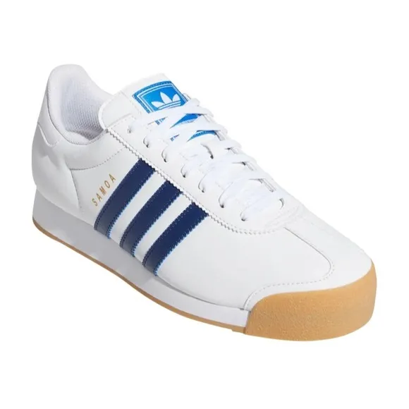 adidas Samoa Sneakers Shoes Man's 9 White 3 Blue Stripes