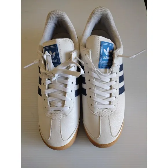 adidas Samoa Sneakers Shoes Man's 9 White 3 Blue Stripes