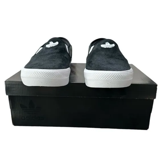 Adidas Schmoofoil Skateboarding Shoes Black Slip-On Sneakers Men's Size 11.5