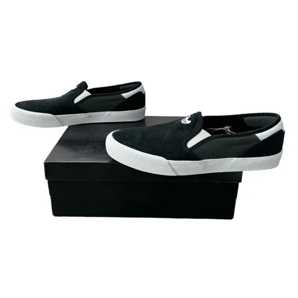 Adidas Schmoofoil Skateboarding Shoes Black Slip-On Sneakers Men's Size 11.5
