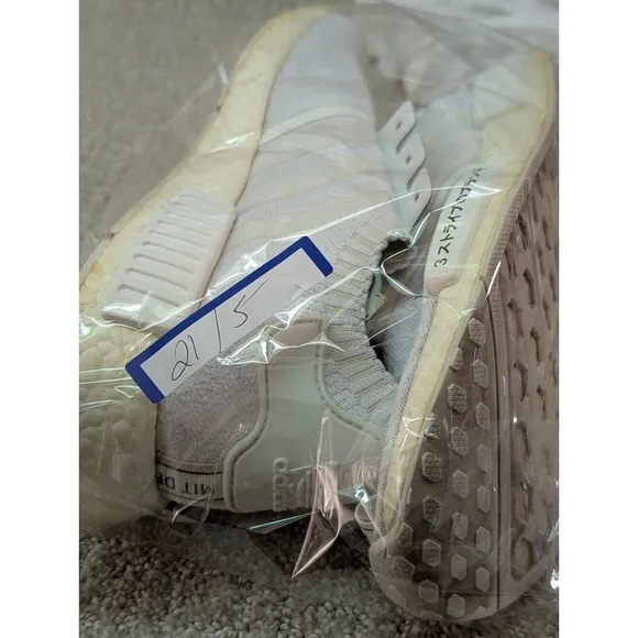 Adidas Shoes Mens Size 11 NMD R1 PK Japan Triple White Running Sneakers BZ0221