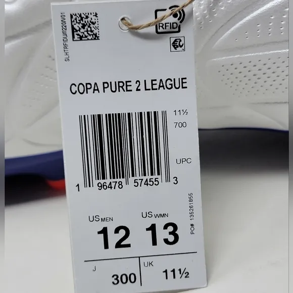 Adidas Soccer Cleats Men’s Size 12 Copa Pure 2 League FG IG6408 White Blue NEW