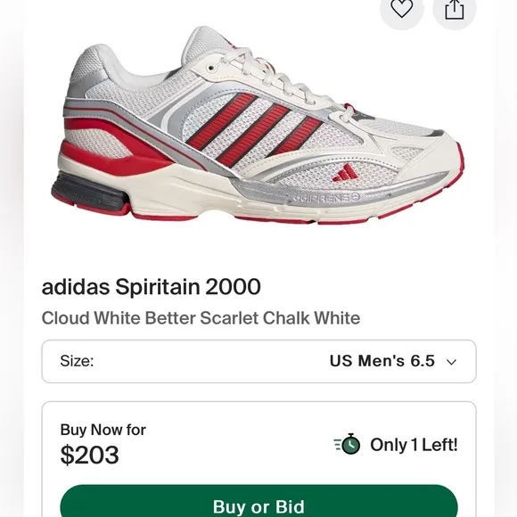 🔥adidas Spiritain 2000 Cloud White Better Scarlet Chalk White