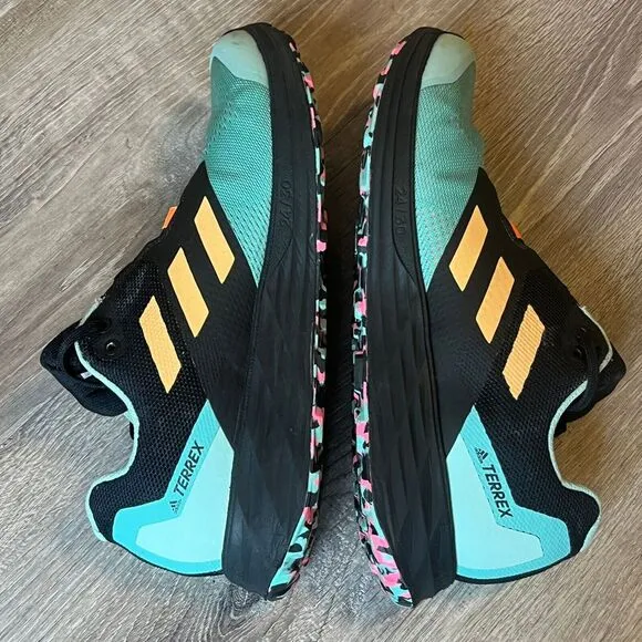 Adidas TERREX Two Flow Trail Running Shoes Turquoise Black Mens 10.5 UK 10 EU 45