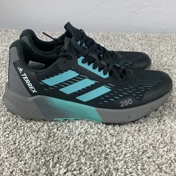 Adidas Terrex Womens Trail Running Shoes Sneakers Black Blue Agravic Flow Size 7