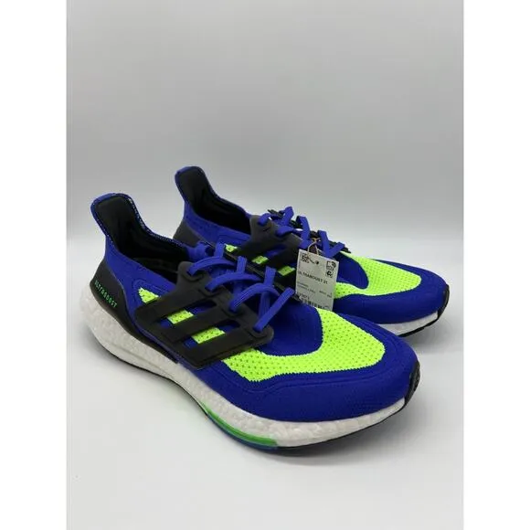 adidas UltraBoost 21 Men's Running Shoes Blue/Green Size 8.5 NWT