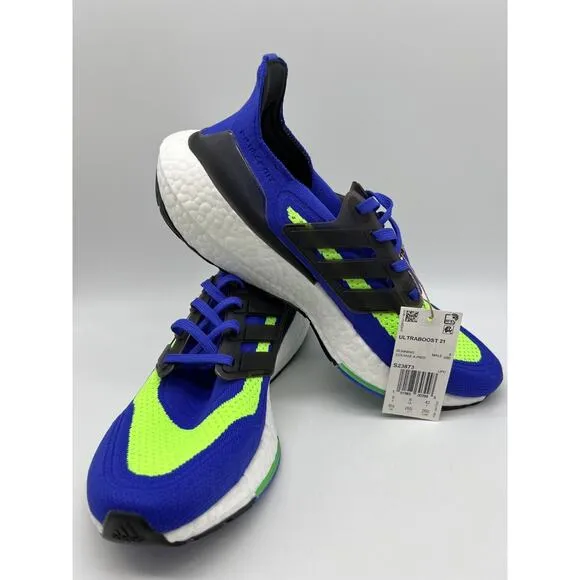 adidas UltraBoost 21 Men's Running Shoes Blue/Green Size 8.5 NWT