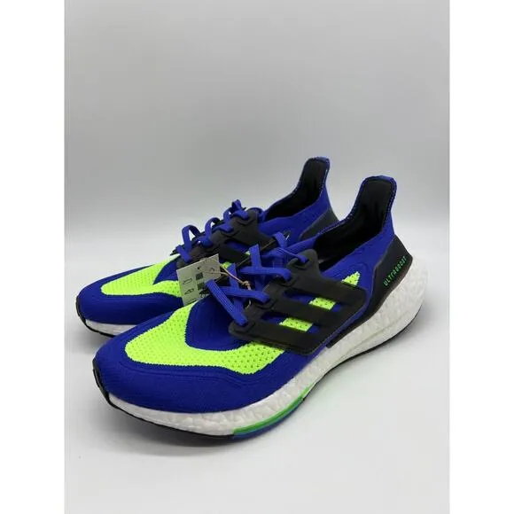 adidas UltraBoost 21 Men's Running Shoes Blue/Green Size 8.5 NWT