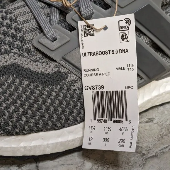 Adidas UltraBoost 5.0 DNA Men's 12 Grey Three Primeknit Running Shoes GV8739