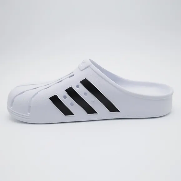 Adidas Unisex Comfort Adilette Clogs Sandals White/Black Men 10 Women 11