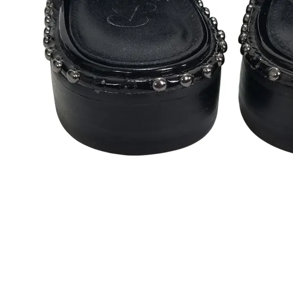 ADRIANNA PAPELL Maura Black Embroidered Slip On Studded Mules Size 6.5
