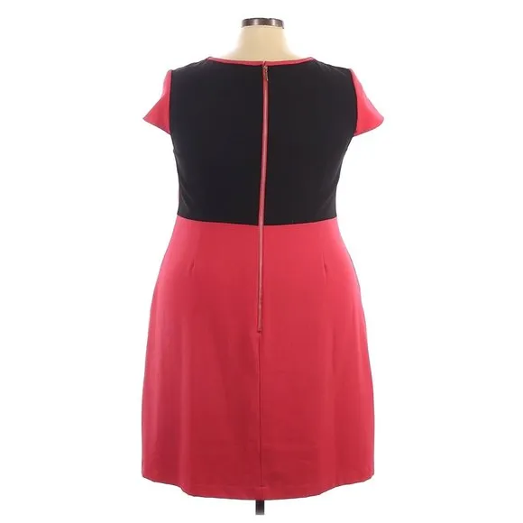 ADRIANNA PAPELL Red Black Colorblock Dress sz 22W