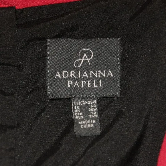ADRIANNA PAPELL Red Black Colorblock Dress sz 22W