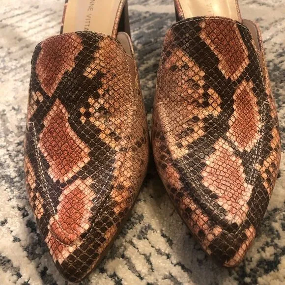 Adrienne Vittadini Snake skin mules. 6.5