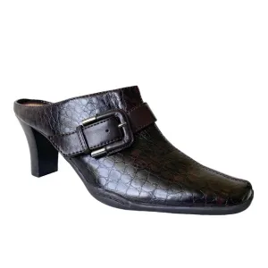 Aerosoles Brown Faux Crocodile Embossed Mules