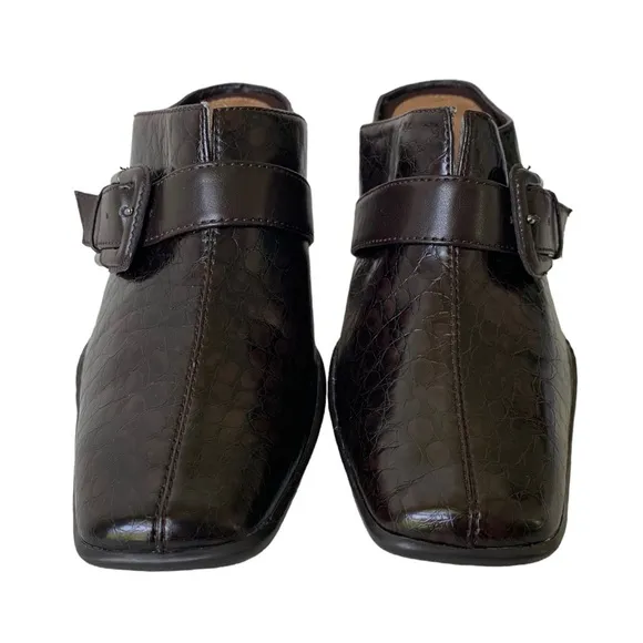 Aerosoles Brown Faux Crocodile Embossed Mules